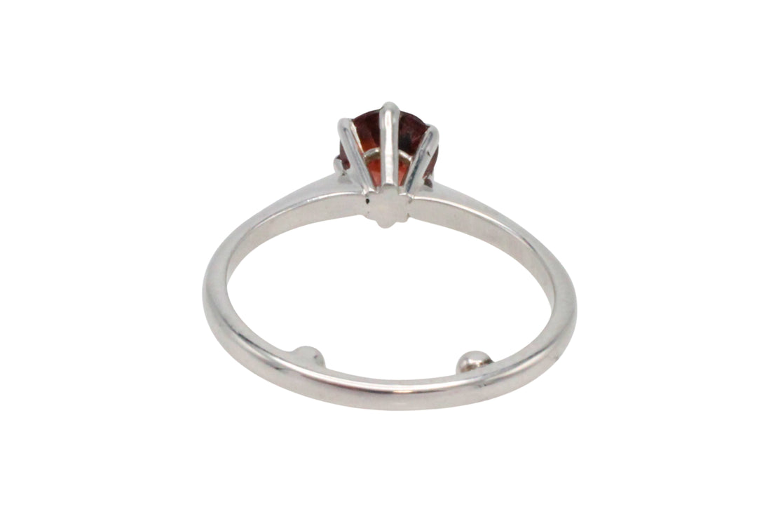 Garnet solitaire ring in white gold-engagement rings-The Antique Ring Shop