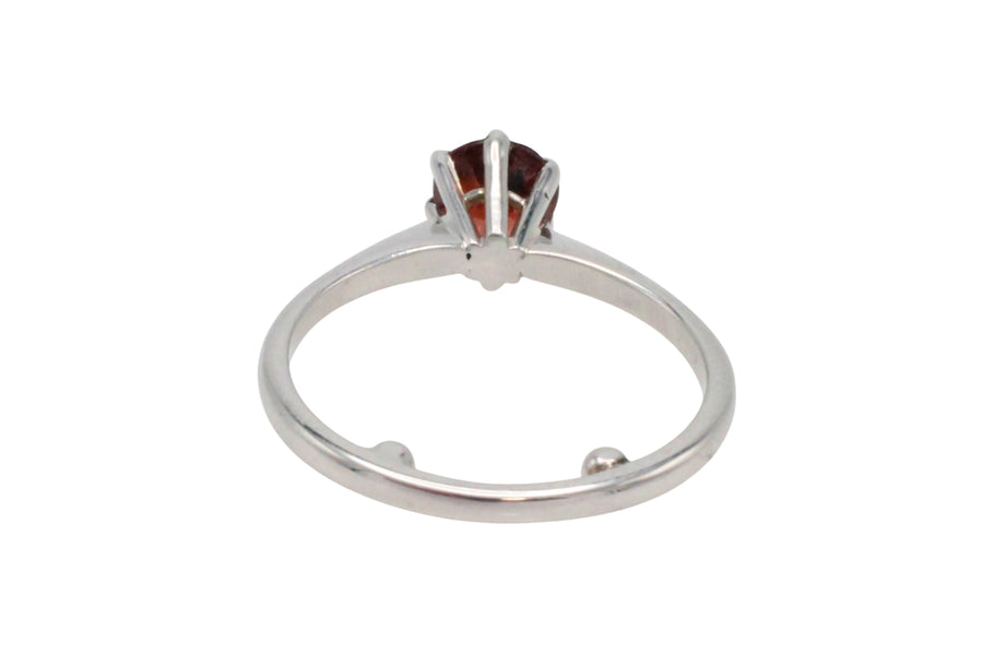 Garnet solitaire ring in white gold-engagement rings-The Antique Ring Shop