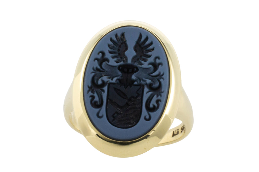 Vintage signet ring with intaglio-gents rings-The Antique Ring Shop