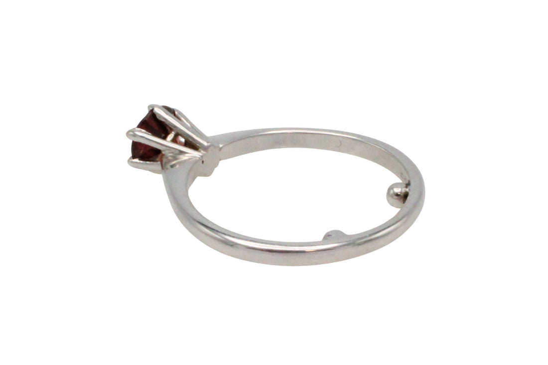 Garnet solitaire ring in white gold-engagement rings-The Antique Ring Shop