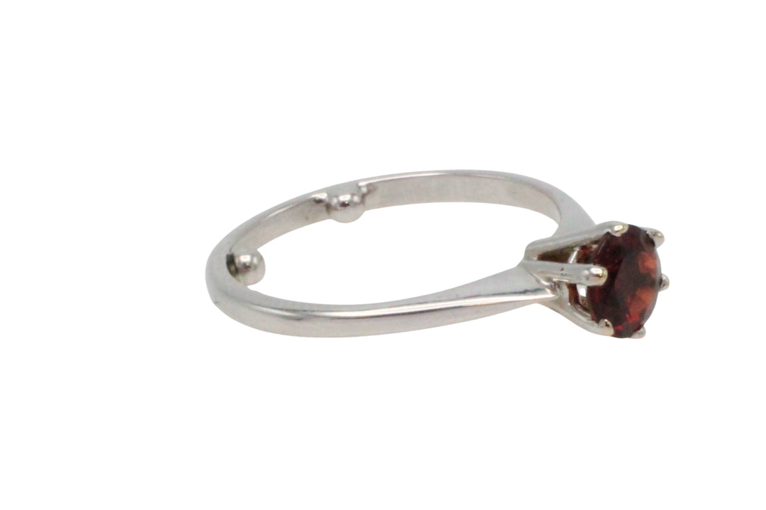 Garnet solitaire ring in white gold-engagement rings-The Antique Ring Shop
