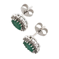 Emerald and diamond studs in 14 carat white gold-Earrings-The Antique Ring Shop