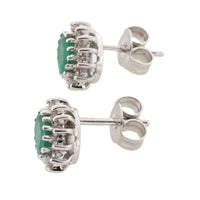 Emerald and diamond studs in 14 carat white gold-Earrings-The Antique Ring Shop