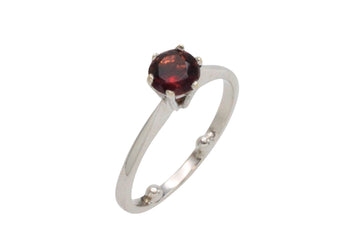 Garnet solitaire ring in white gold-engagement rings-The Antique Ring Shop