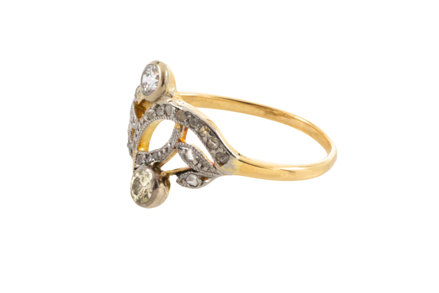 Art Nouveau style diamond ring in 14 carat gold-Antique rings-The Antique Ring Shop