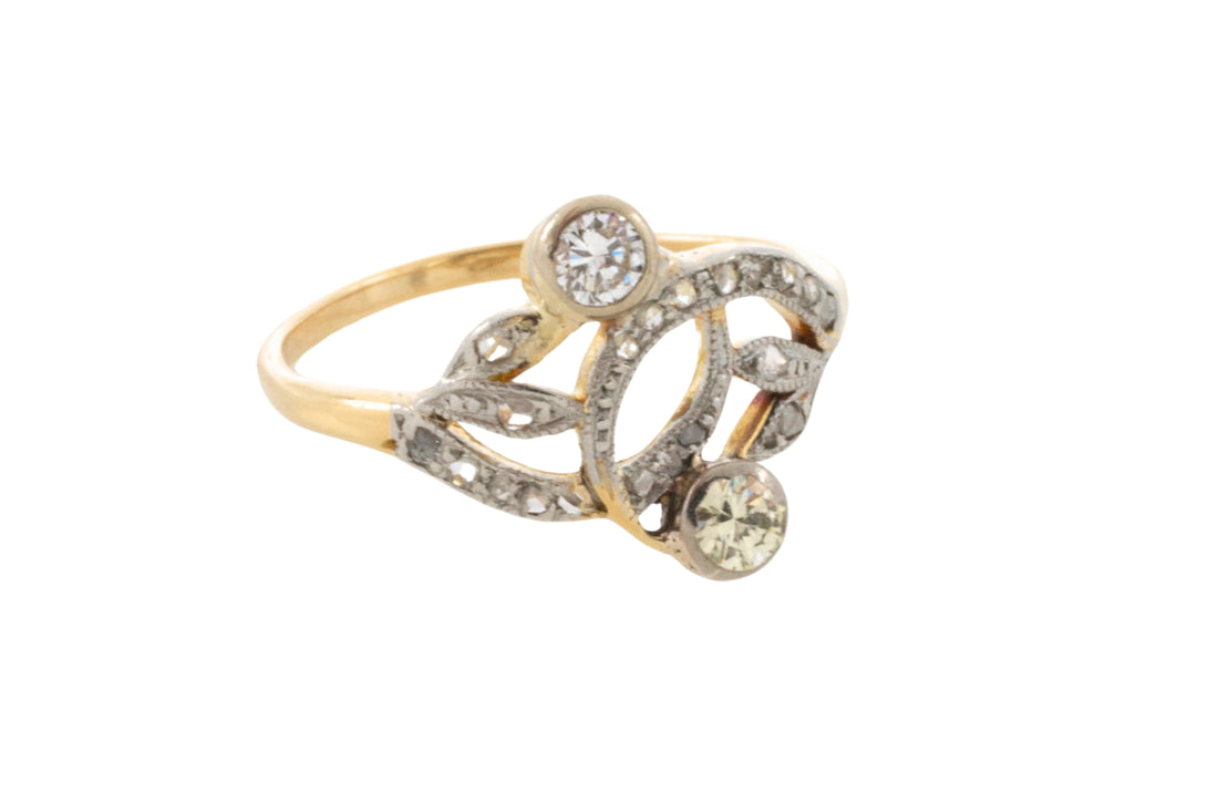 Art Nouveau style diamond ring in 14 carat gold-Antique rings-The Antique Ring Shop