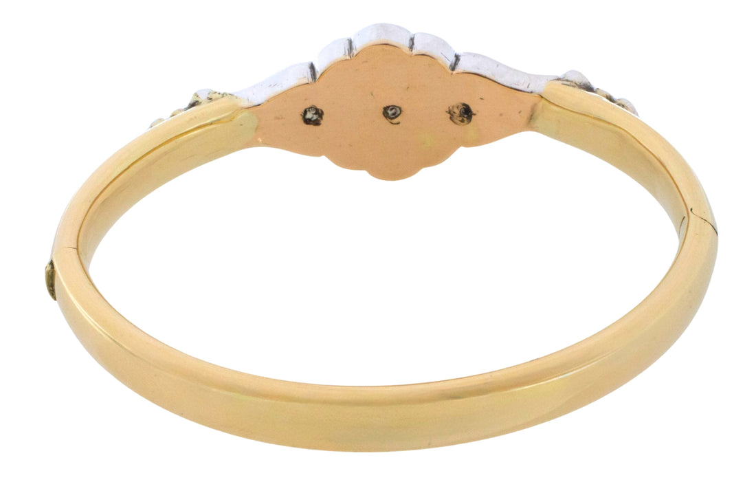 Vintage rose cut diamond bracelet in 14 carat gold and silver