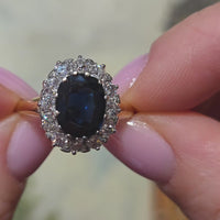 Vintage sapphire and diamond cluster ring