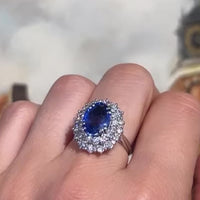 Sapphire and diamond ring in 18 carat white gold