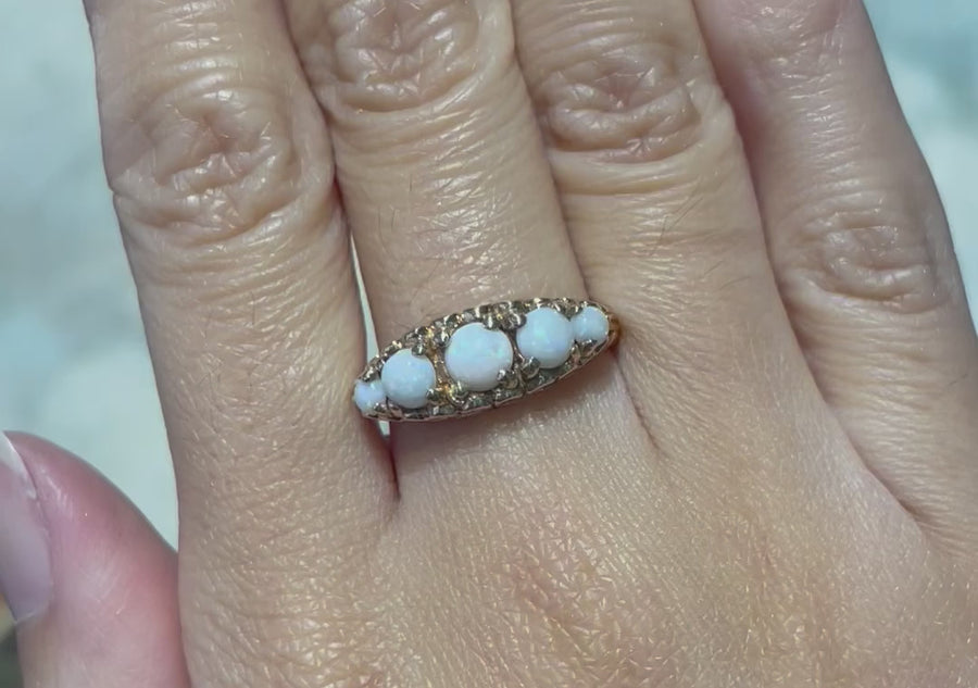 Vintage five stone opal ring