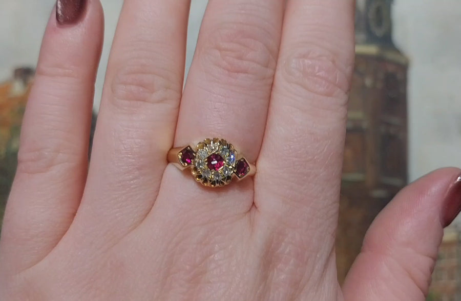 Edwardian ruby and diamond ring from 1907