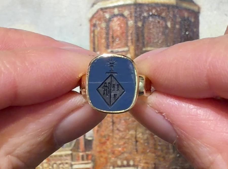 Vintage agaat zegelring