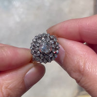 Klassieke roosdiamanten cluster ring in goud en zilver