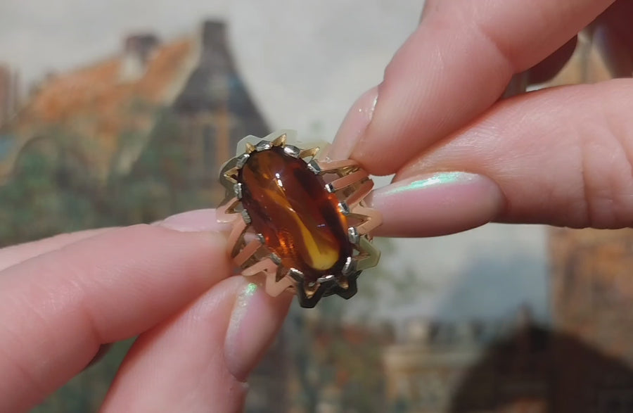 14 carat gold ring with madeira citrine