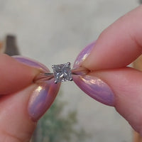 Princess geslepen diamanten ring van witgoud
