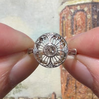 Art Deco filigree ring with old cut diamonds
