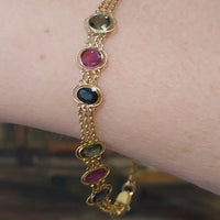 Saffier, robijn en toermalijn armband