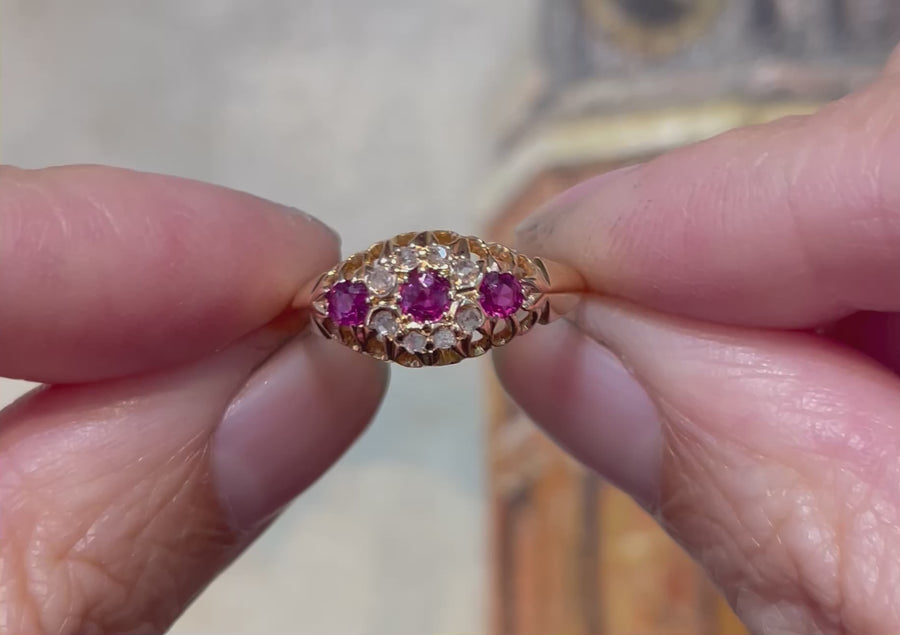 Robijnen en roosdiamanten ring uit 1910