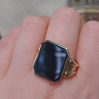 Vintage gouden Nederlandse onyx zegelring