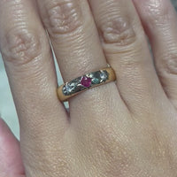 Vintage robijn en diamanten gypsy ring