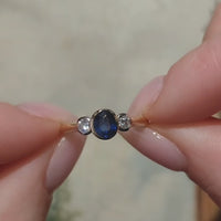 Sapphire and diamond three stone ring