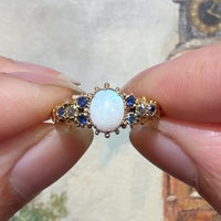 Victorian opal, sapphire and diamond ring
