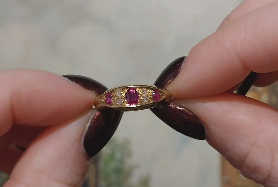 Antique ruby and rose diamond ring from 1915