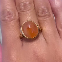 Cabochon carnelian ring in 18 carat gold