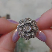 Vintage roosdiamanten ring van zilver en goud