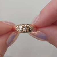 Edwardian old cut diamond gypsy ring from 1912