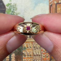 Ruby and diamond gypsy ring from 1919
