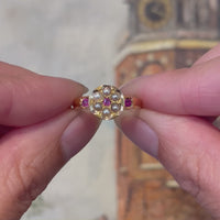 Victorian ruby and seed pearl ring from 1878