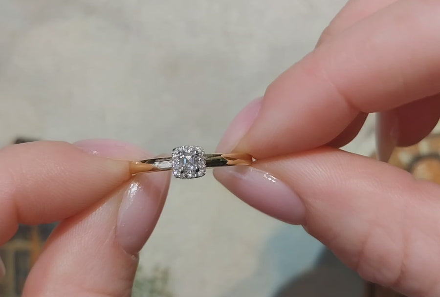 Prinses en briljant geslepen diamanten ring