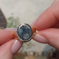 Vintage bloodstone signet ring with intaglio