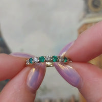 Emerald and diamond band in 18 carat gold