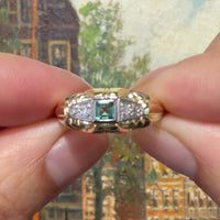 14 karaat gouden ring met toermalijn en diamant