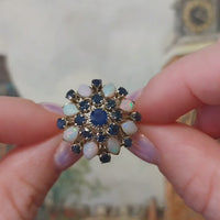 Vintage sapphire and opal ring in 14 carat gold