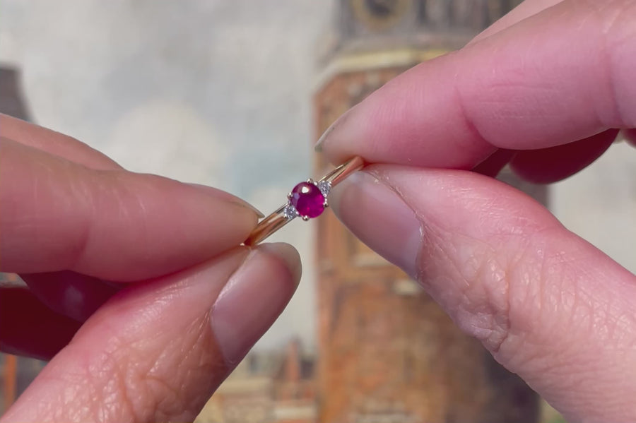 Ruby and diamond ring in 18 carat gold
