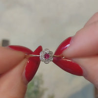 Edwardian old cut diamond and ruby ring in 18 carat gold