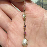 Vintage pearl and tourmaline pendant