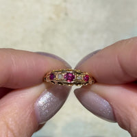 Edwardian period ruby and rose diamond ring