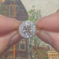 18 karaat geel en witgouden entourage ring met diamant