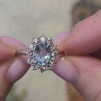 Aquamarine and diamond ring in white gold