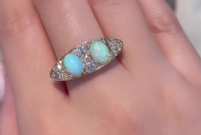 Victorian opal and old cut diamond ring