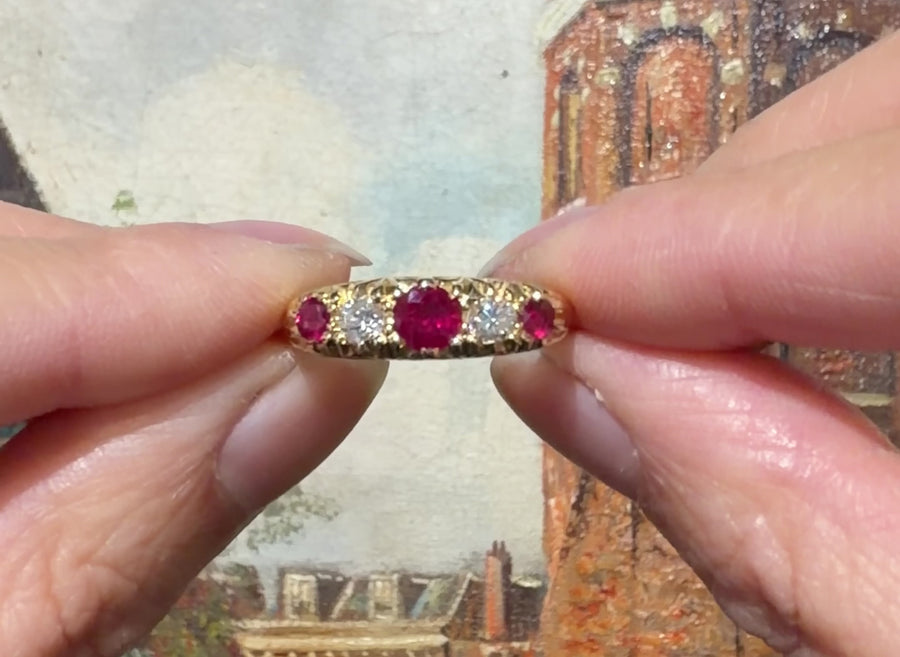 Vintage ruby and diamond ring