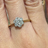 Antique old cut diamond cluster ring