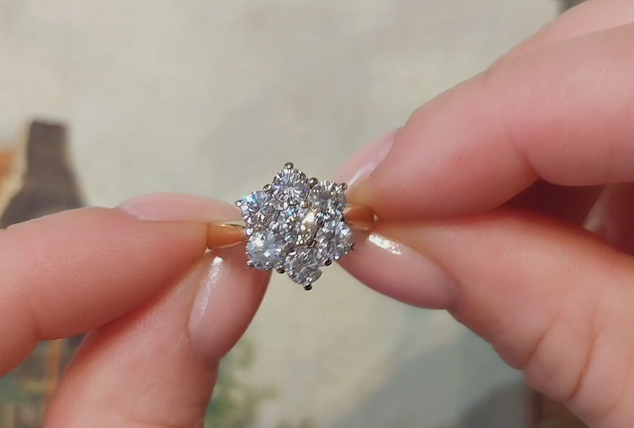 Vintage diamond cluster ring in 18 carat gold