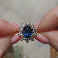 Vintage Sapphire and Diamond cluster