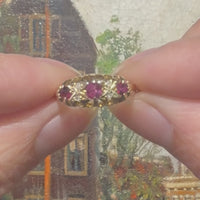 Edwardiaanse ring met robijn en roosdiamant