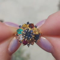 Multi gem ring in 14 carat gold